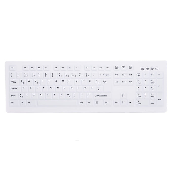 Active Key AK-C8100F Wipeable Keyboard in White with Numpad - Wired