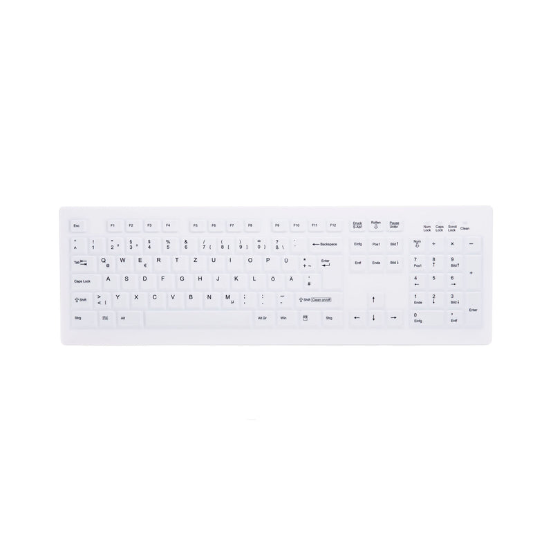 Active Key AK-C8100F Wipeable Keyboard in White with Numpad - Wireless