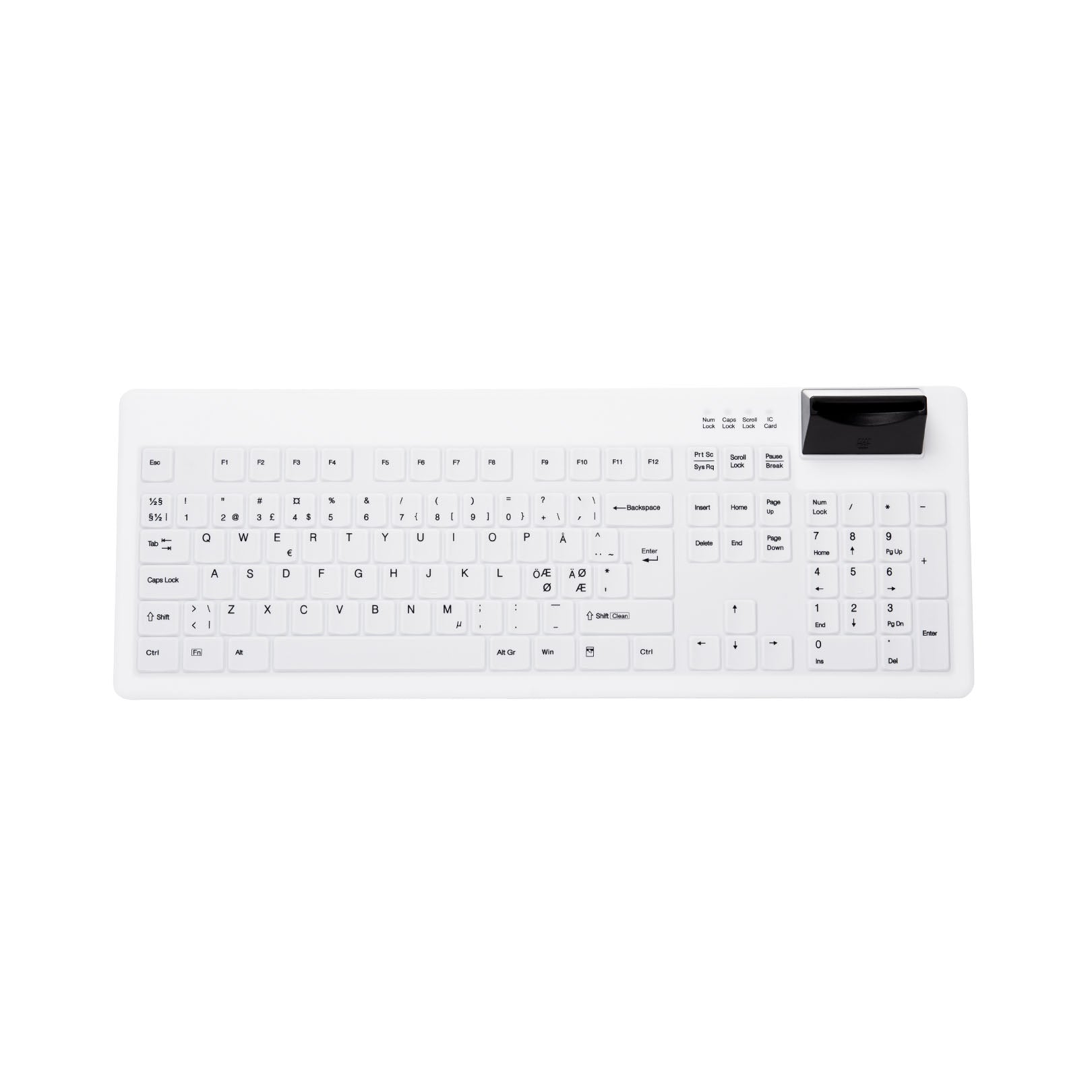 Active Key AK-C8200F Wipeable Keyboard with integrated Smart Card Read ...