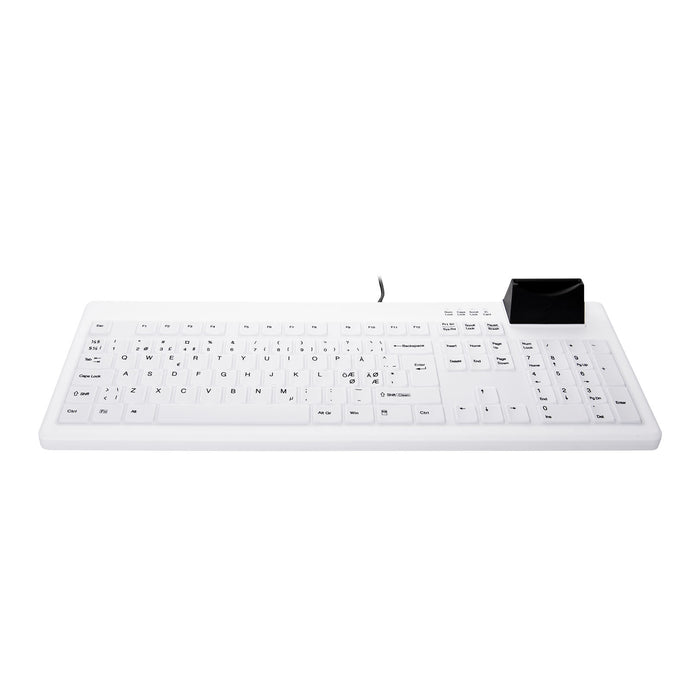 Active Key AK-C8200F Wipeable Keyboard with integrated Smart Card Reader in White - Wired