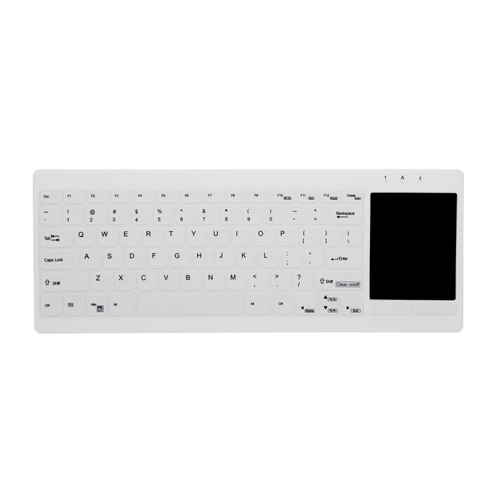 Active Key AK-C4412F Compact Ultraflat Wipeable Keyboard in White with Big Touchpad - Wired