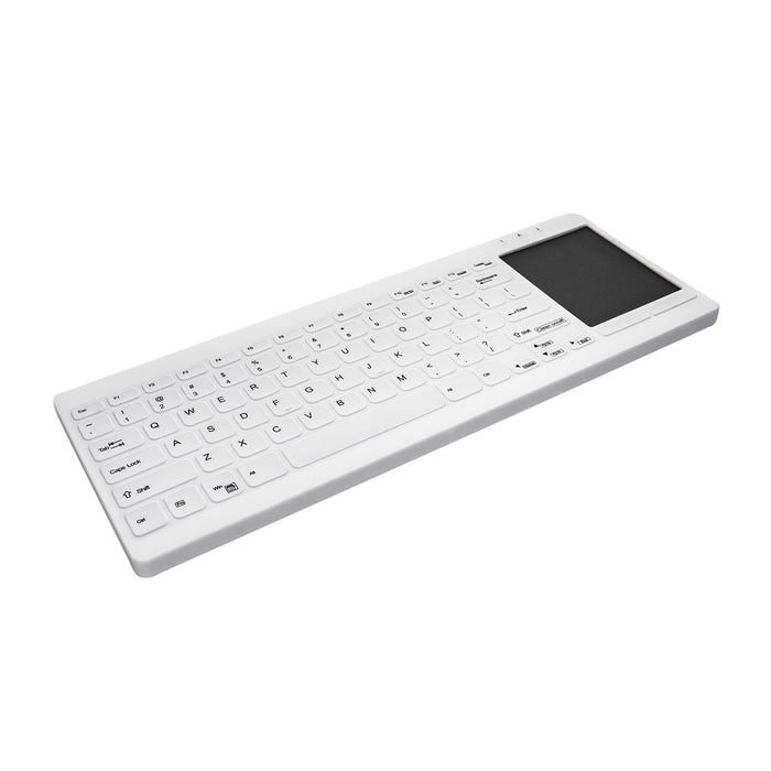 Active Key AK-C4412F Compact Ultraflat Wipeable Keyboard in White with Big Touchpad - Wired