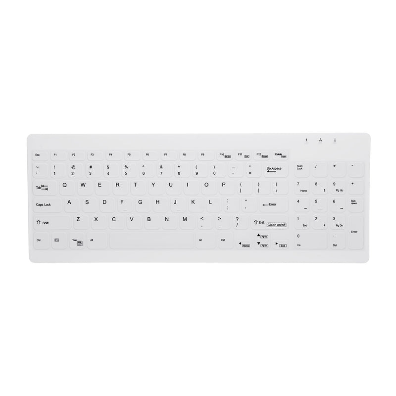 Active Key AK-C7012F Compact Ultraflat Wipeable Keyboard in White with Numpad - Wired