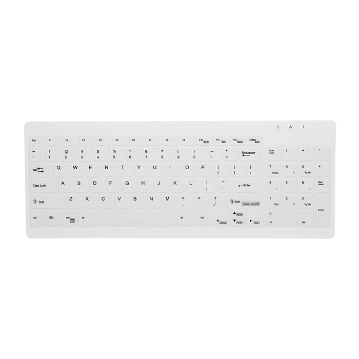 Active Key AK-C7012F Compact Ultraflat Wipeable Keyboard in White with Numpad - Wired