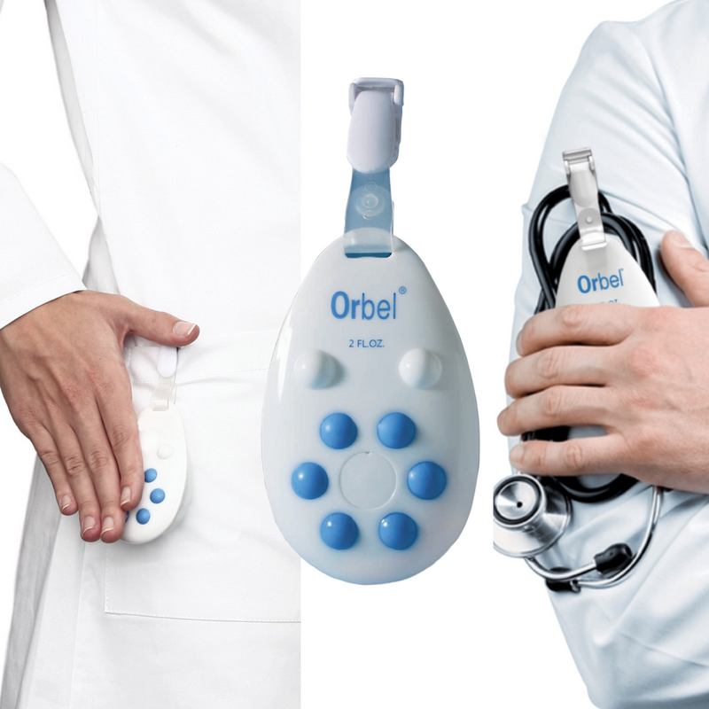 Orbel® Personal hand sanitiser with belt clip - White