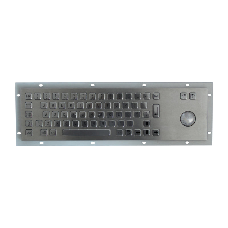 KBS-PC-D Stainless Steel Panel Mount Keyboard with Trackball