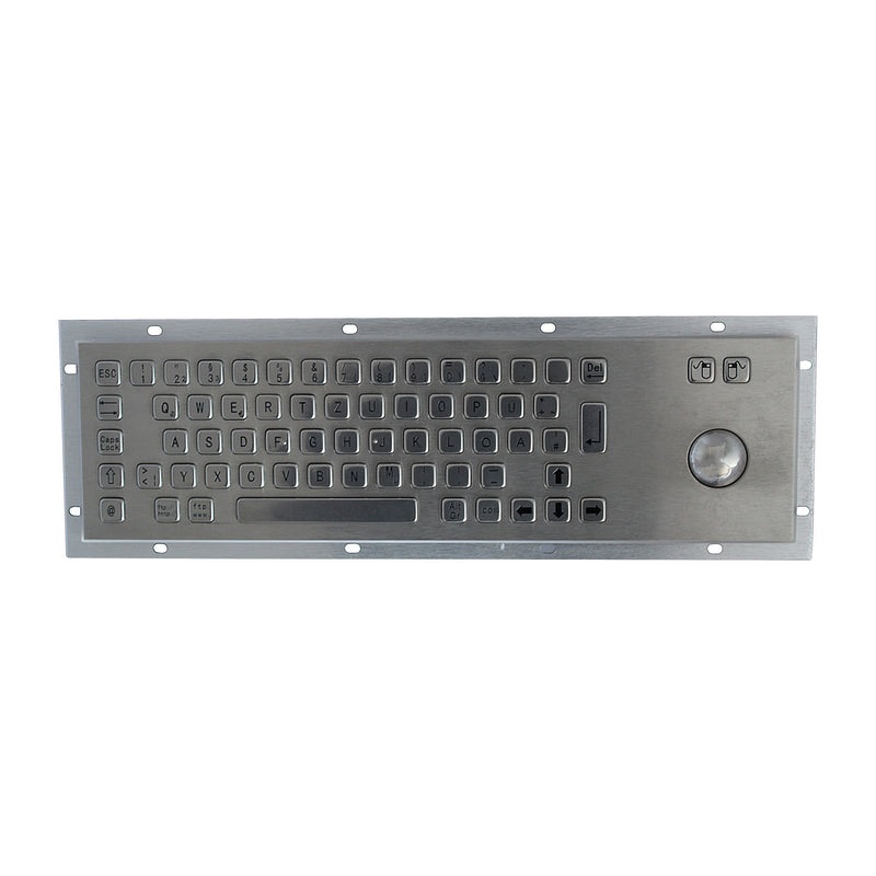 KBS-PC-D Stainless Steel Panel Mount Keyboard with Trackball
