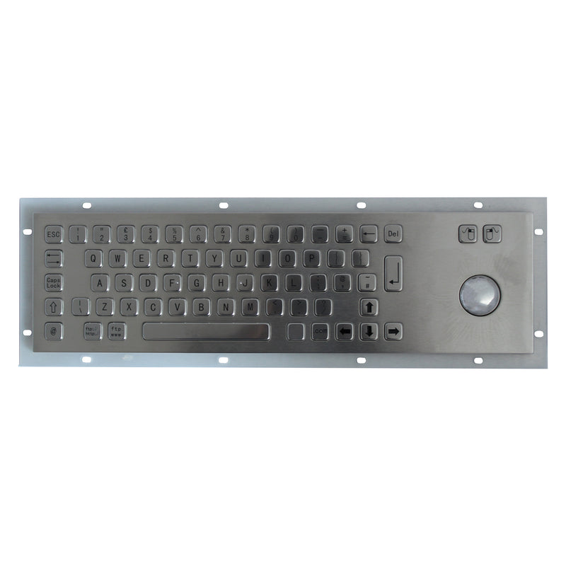 KBS-PC-D Stainless Steel Panel Mount Keyboard with Trackball