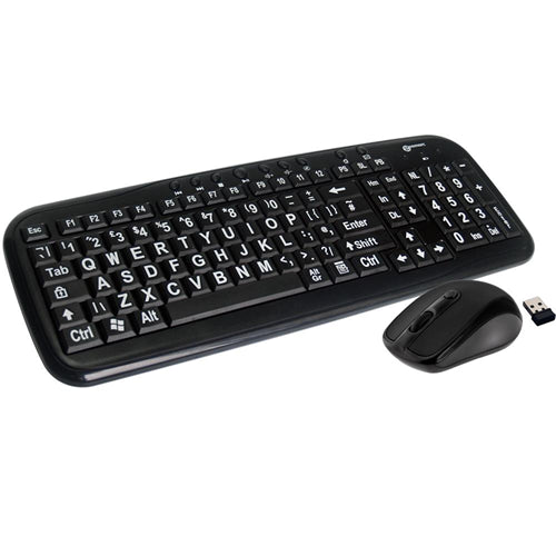 Geemarc High Visibility White on Black Wireless Keyboard and Mouse