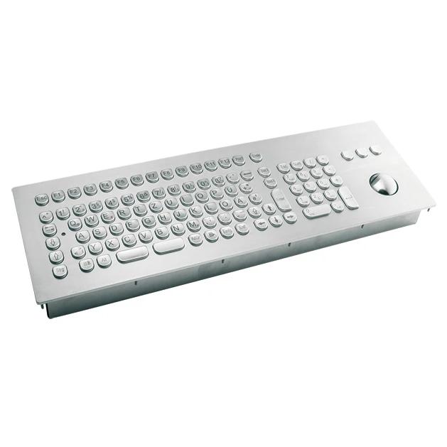 InduKey TKV-105-TB38V-MODUL Stainless Steel Panel Mount Keyboard With 38mm Trackball
