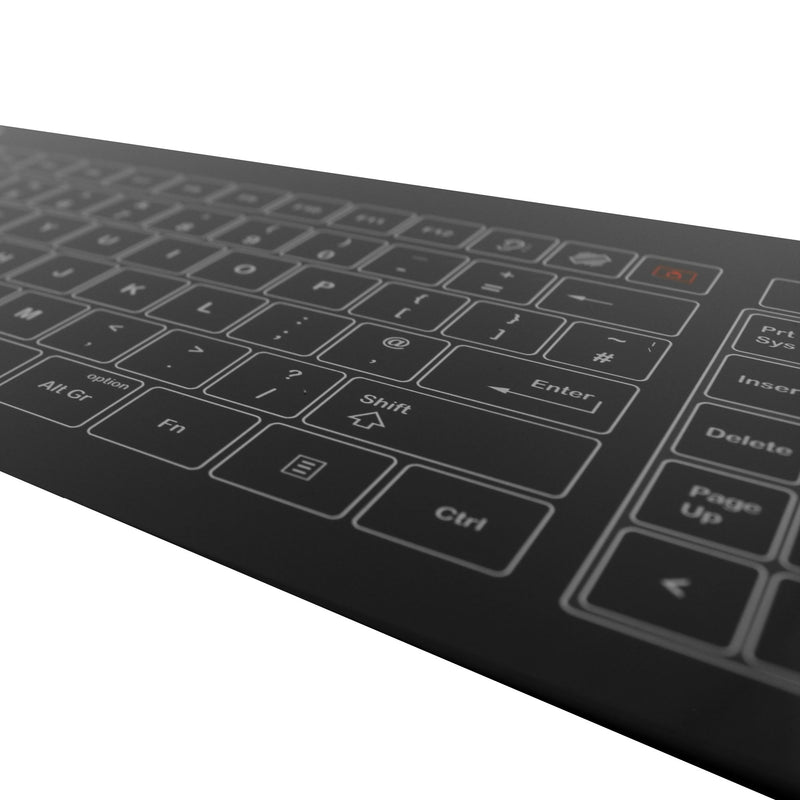 AccuMed Glass Keyboard with Integrated Touchpad in Black (Wired or Wireless)