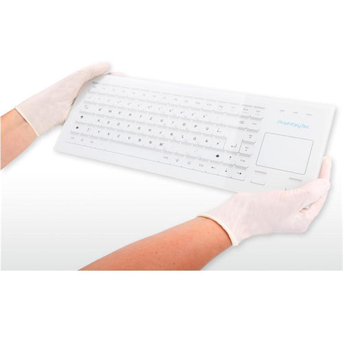 PrehKeyTec HospiTouch Alphanumeric Glass Keyboard with Integrated Touchpad