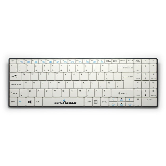 Seal Shield Clean Wipe Bluetooth Mini UK Keyboard Waterproof with Removable Cover