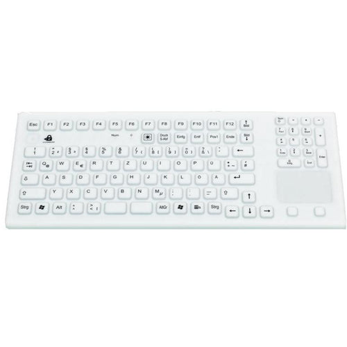 TKG-107-TOUCH-IP68-WHITE Backlit Keyboard with Integrated Touchpad